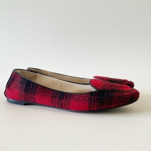 J Jill Flats Buffalo Plaid Loafer Chic Preppy Casual Holiday Red Black 8 - Picture 3 of 12